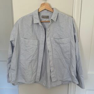 Everlane The Boxy Oxford - Blue and White Stripes